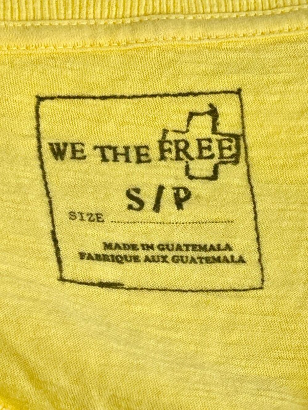 We The Free Distressed V-Neck Raw Hem Short Sleeve Tee in Yellow - Sz S - Picture 3 of 4